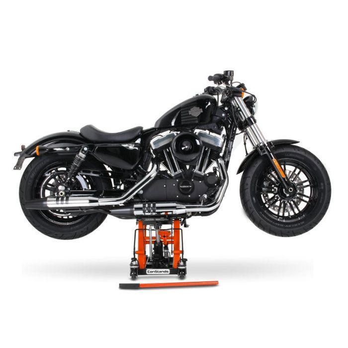 ConStands Mid-lift L Scissor Lift for Motorcycles, Hydraulic Lift for Choppers, 680kg, Orange