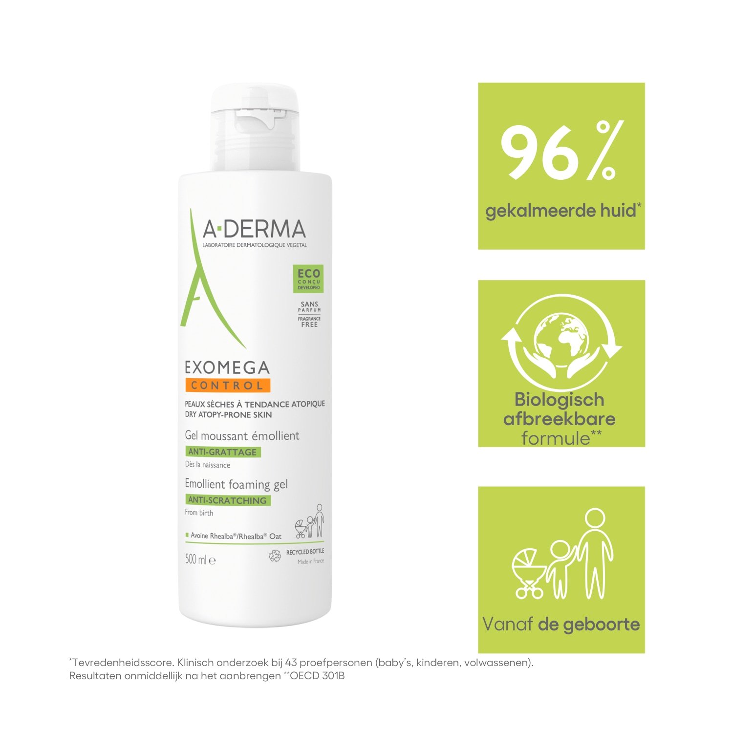 A-DERMA Exomega Control gel za tuširanje, hranjivi pjenasti gel – 500 ml
