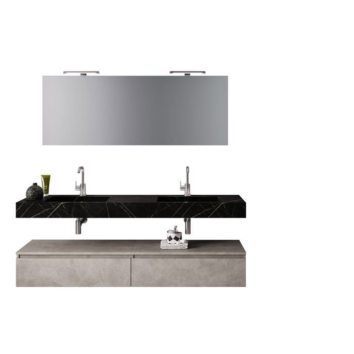 Ensemble de salle de bain 7 pièces ASTRA noir graphite-havane pierre