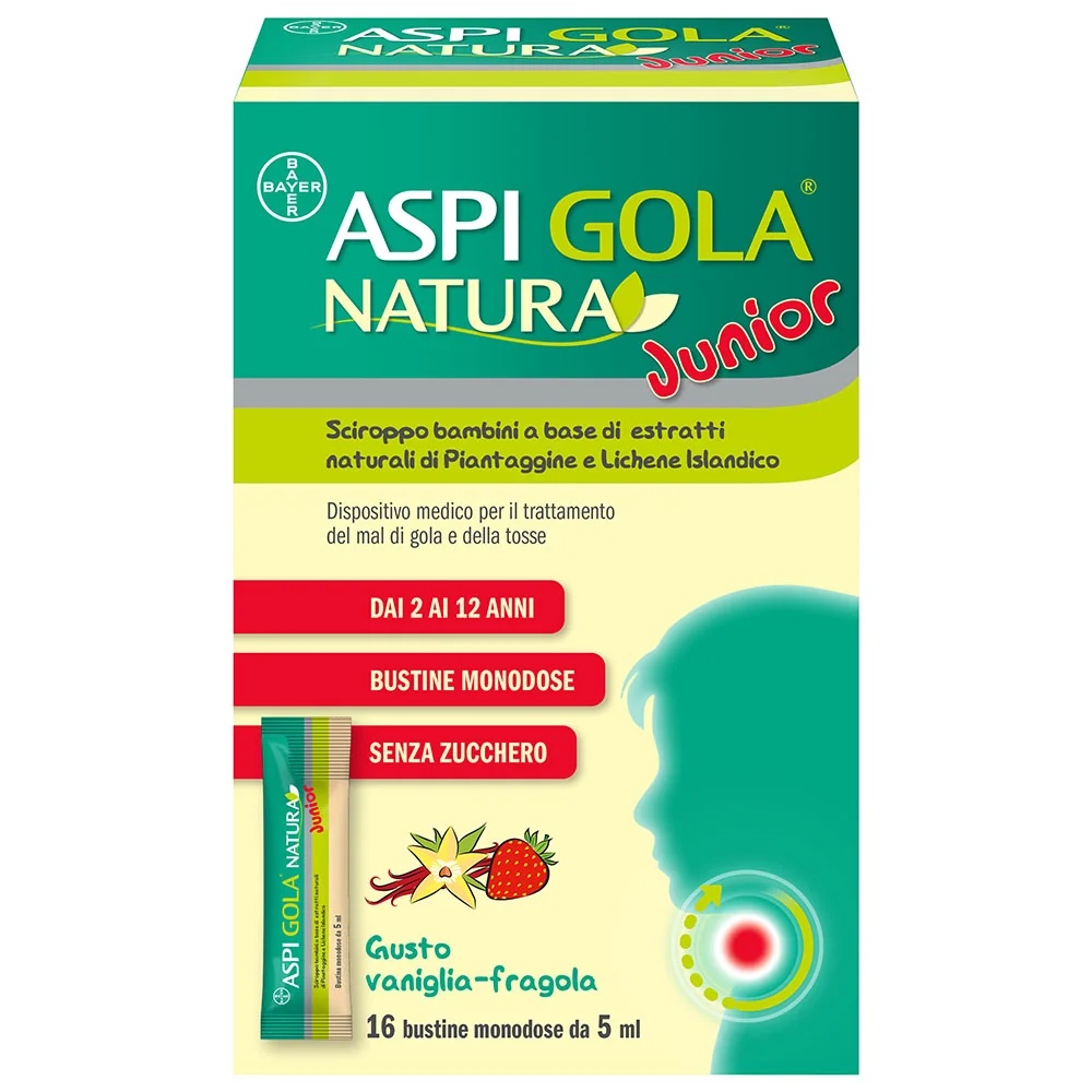 ASPIRINE Aspi Gola Natura Junior sirop 16 sachets Mal de gorge et toux