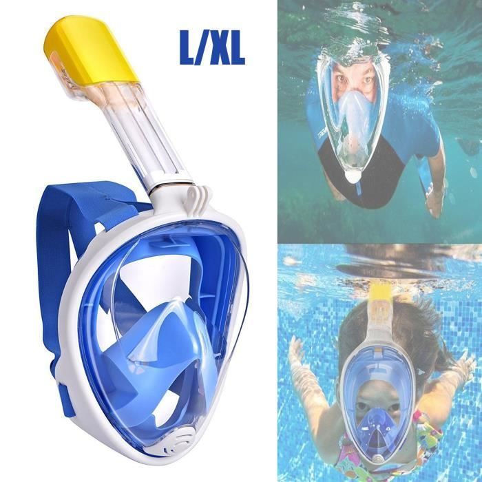 Duikmasker - XICHAO - Volledig gezichtsmasker 180° - Anti-condens - Maat L/XL - Blauw