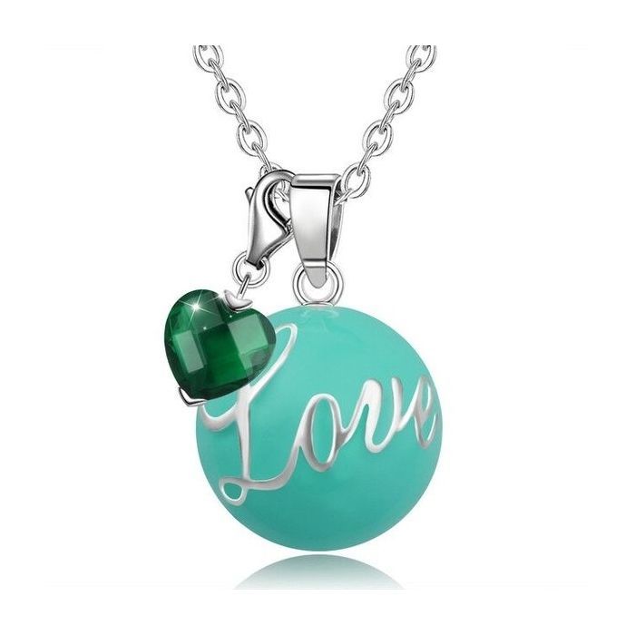 Bola de grossesse à double pendentif love et cœur vert