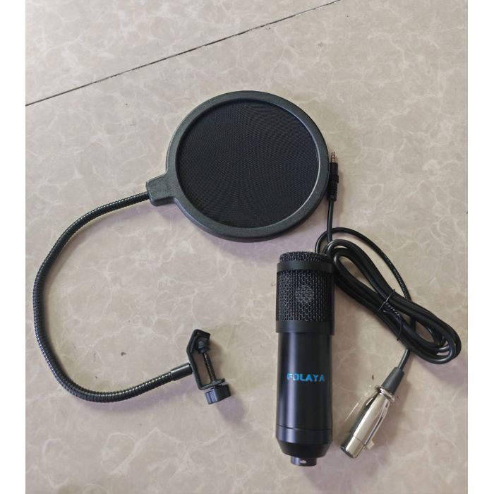 FOLAYA Bm800 Podcast Kit Complet,Kit de microphone à condensateur professionnel avec carte son V8 for le Studio de karaoké à