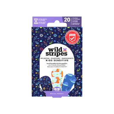 „Wild Stripes“ pleistrai vaikams jautriai odai, 3 dydžiai, stiprios fiksacijos, 20 vnt.
