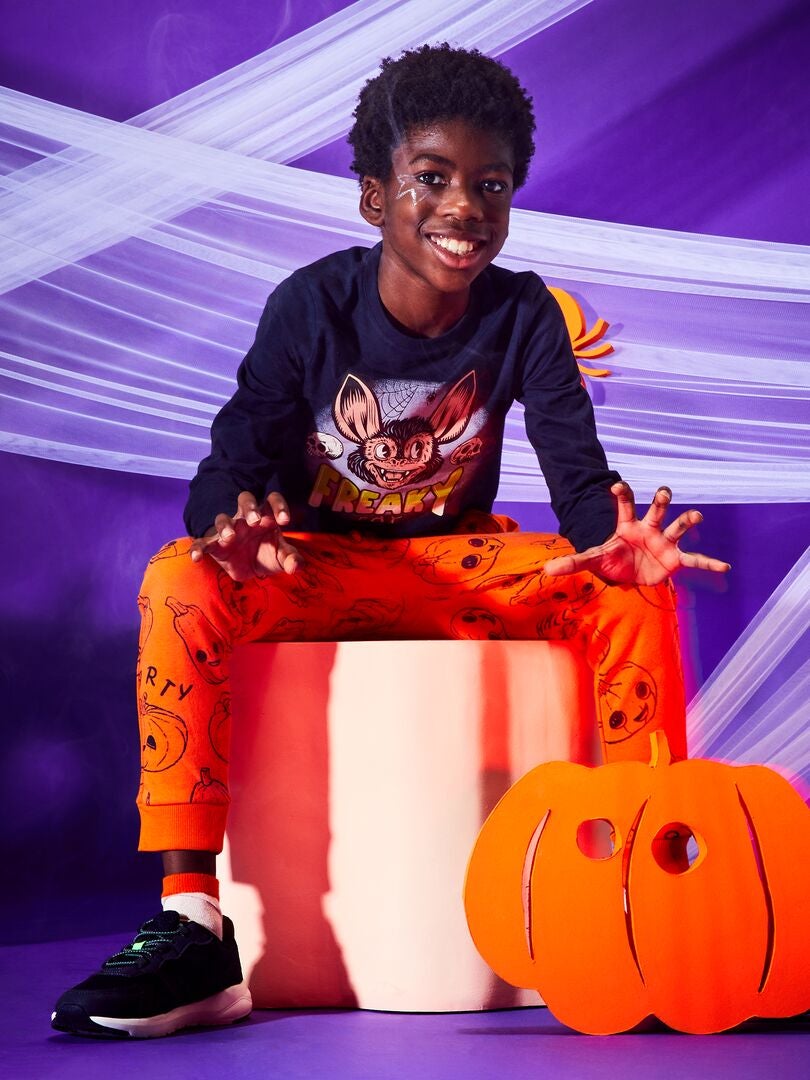 Camiseta estampada com a palavra 'Halloween' - Azul