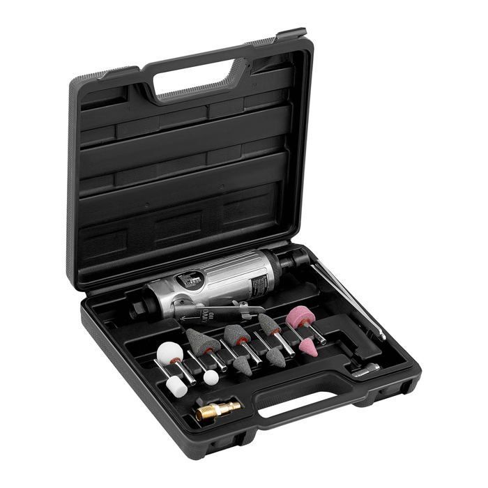 Pneumatic straight grinder - HELLOSHOP26 - 25,000 rpm - 15 pieces - Accessories included - Ergonomic