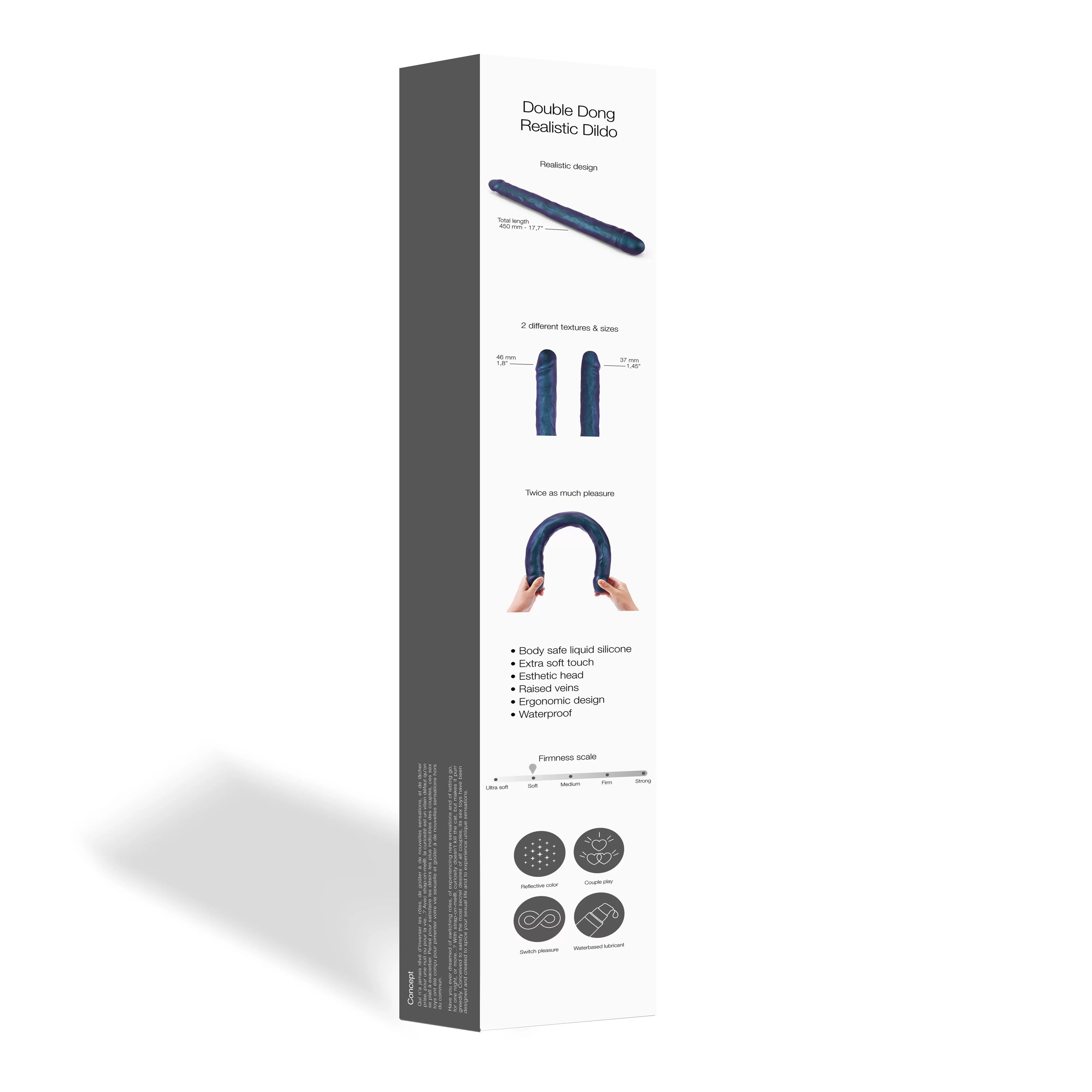 Strap-On-Me Doppeldildo, realistische Schlangenform, metallische Farbe
