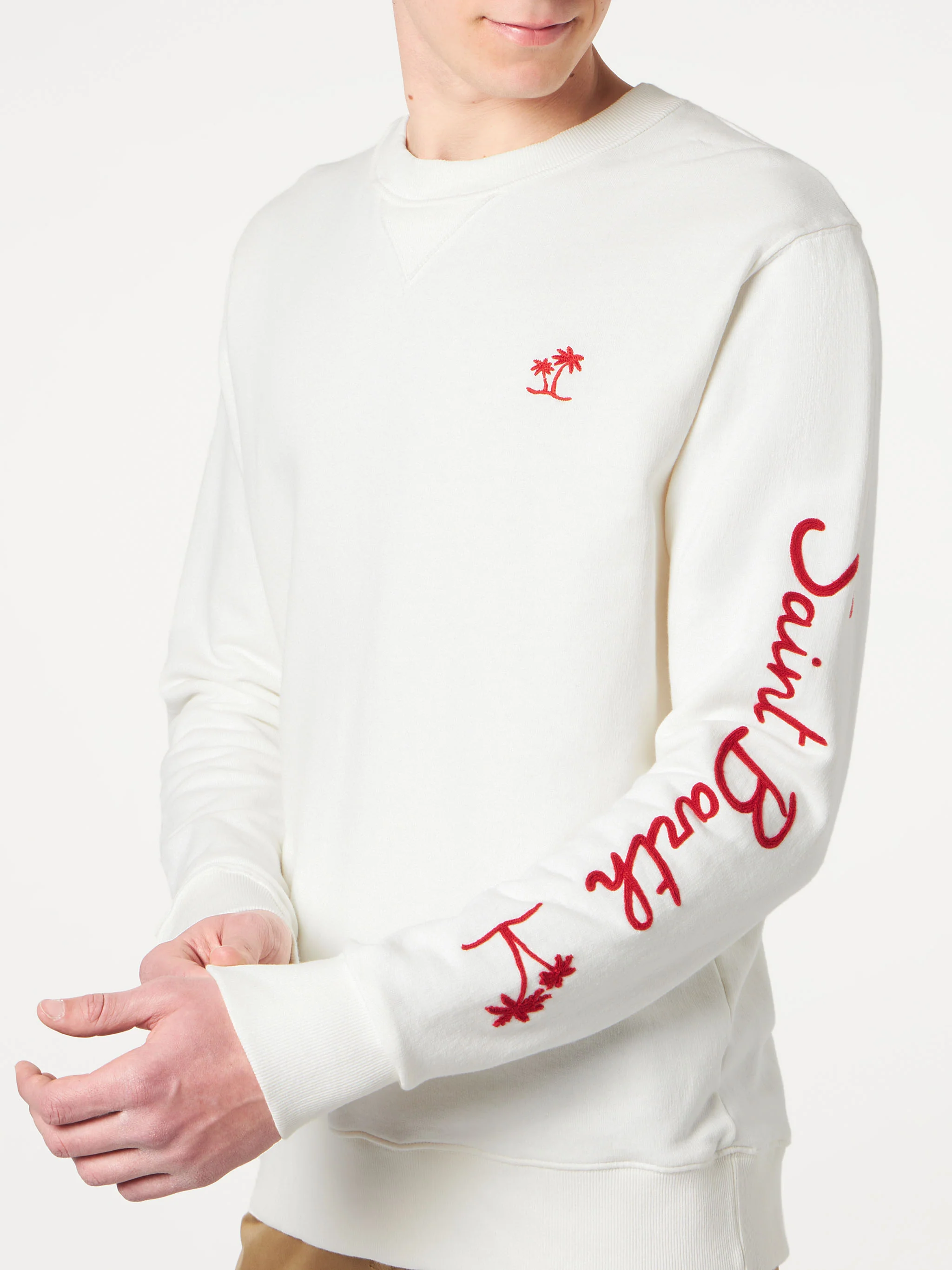 Sudadera blanca de hombre con bordado de Saint Barth