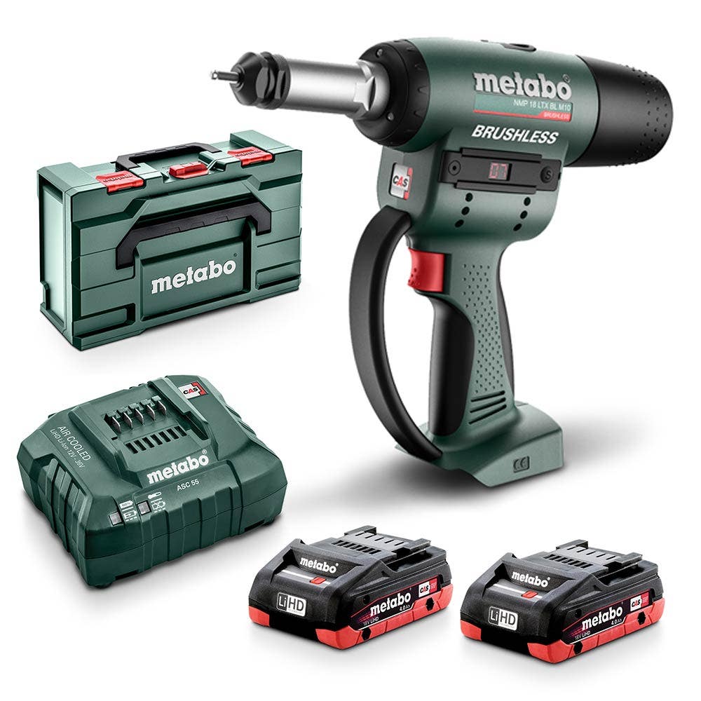 Conjunto de ferramentas de rebitagem METABO 18V 2 x 4,0 Ah AU60178800