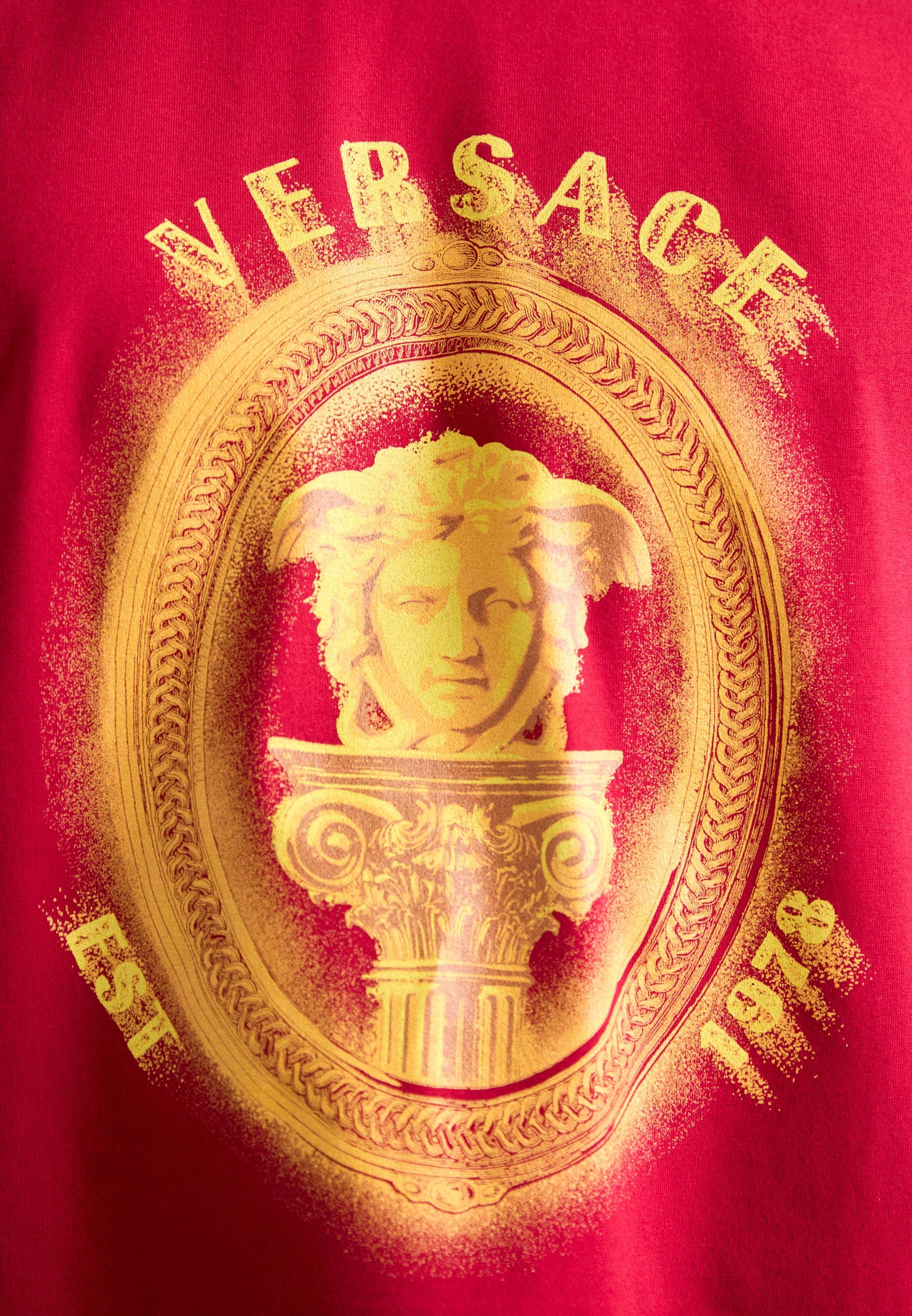 Versace MEDUSA FRAME CREST - T-shirt stampata - rosso rossetto