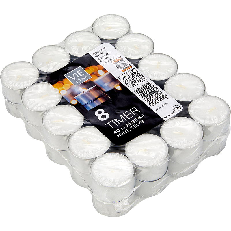 Vie Home fyrfadslys 40-pak 8 timers aluminiumskop