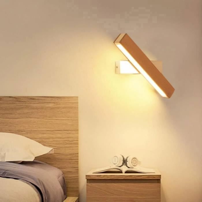 DELIPOP LED-wandlamp voor binnen – 4W houten wandlamp, 360° draaibaar, 3000K warm licht – voor trappenhuis, slaapkamer