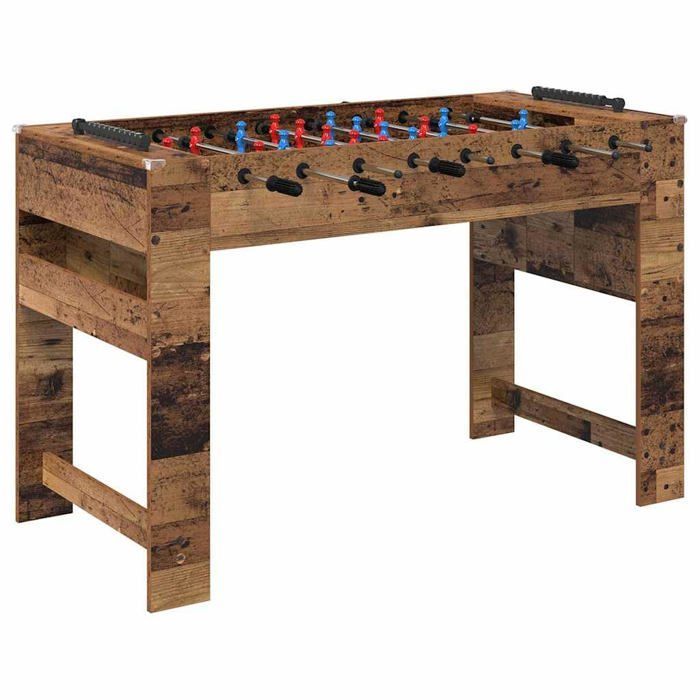 vidaXL Tafelvoetbaltafel van bewerkt hout - Antiek hout - 125x60,5x80 cm - Antislip handgrepen - 22 spelers