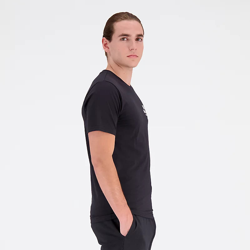 Tricou bărbătesc Sport Core Graphic din jerseu de bumbac cu mânecă scurtă - NEGRU