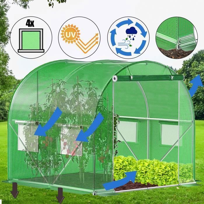 Serra da giardino - SPRINGOS - Tunnel 200x200x200 cm - Metallo zincato - Protezione UV - Ventilazione ottimale