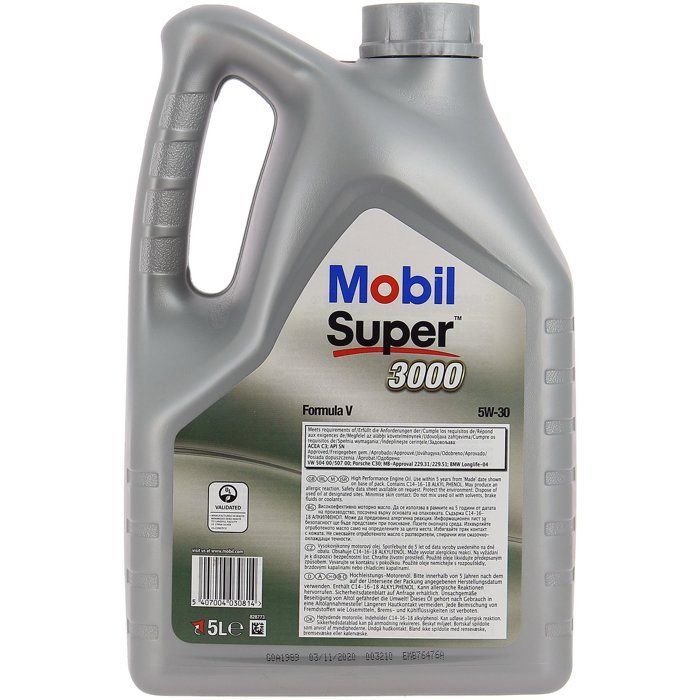 Aceite sintético para motor 5W-30 - MOBIL - Super 3000 - Formula-V - Lata de 5L - Alto rendimiento