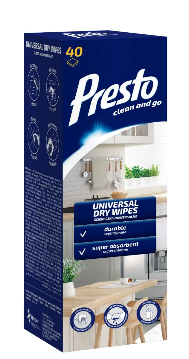 Presto Uniwersalne Suche Ściereczki w Rolce, Kartonik