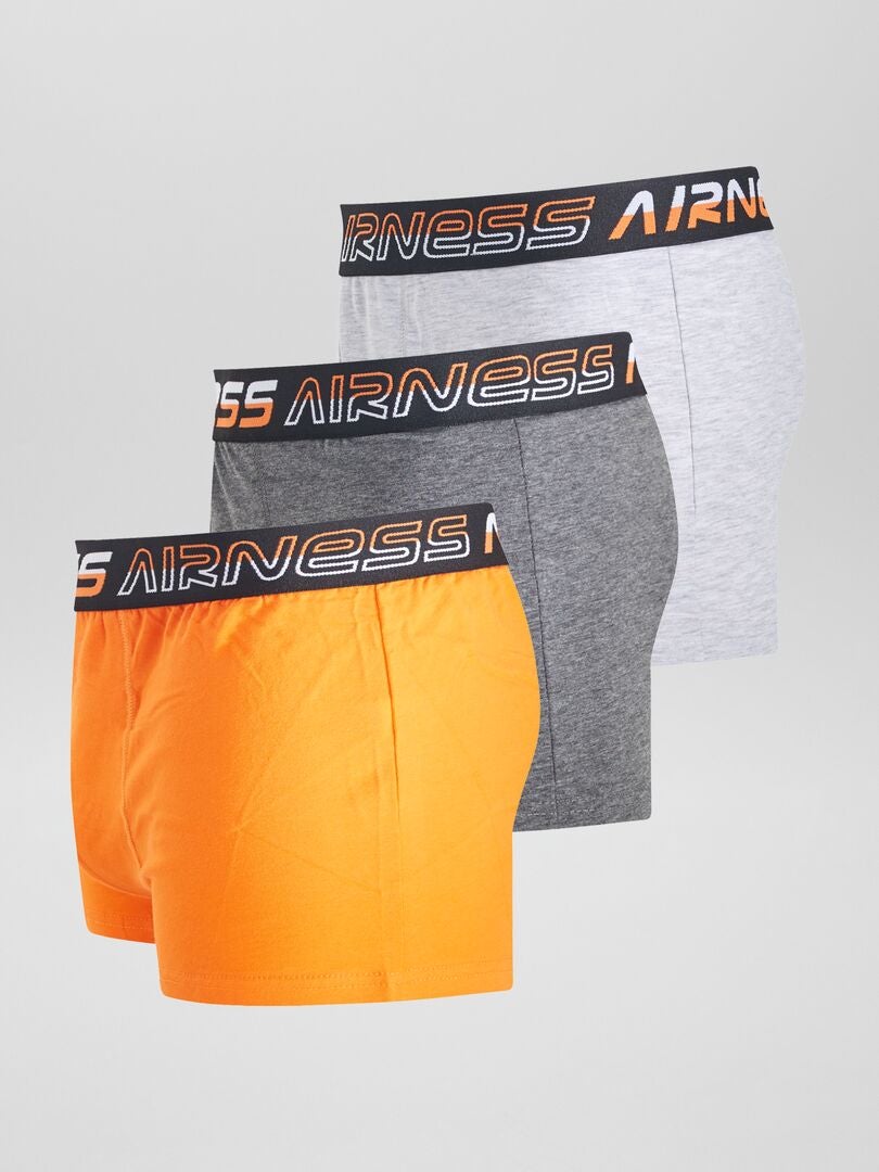 Conjunto de 3 cuecas boxer 'Airness' de cor sólida - LARANJA