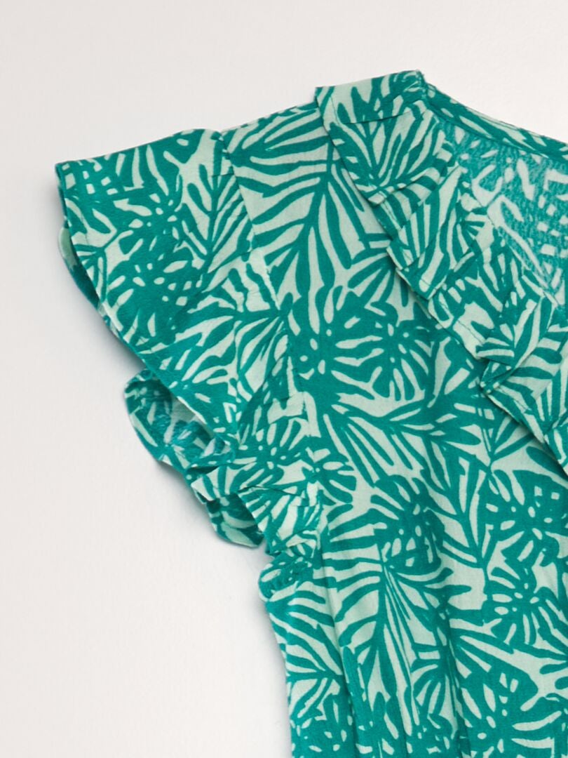 Vestido estampado con volantes - VERDE