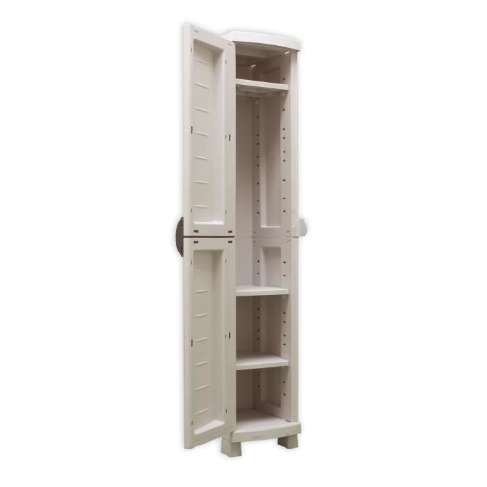 SPACESAVER 35 PLASTIKEN Tall Cabinet with 1 Door and Shelves - W 35 x D 45 x H 184 cm - Space Saver Range - Indoor and Outdoor