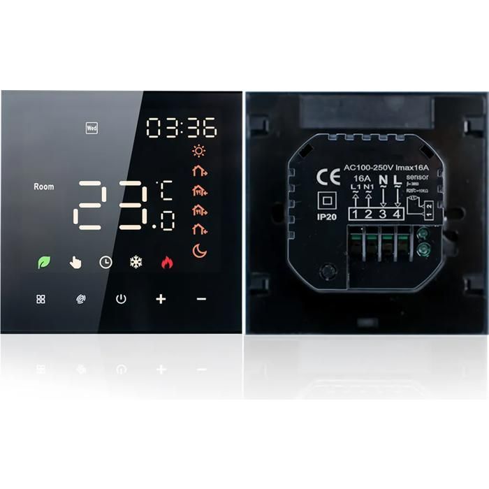 Termostato inteligente - YYV - 16A - Pantalla LCD táctil - Programable - Montaje en pared