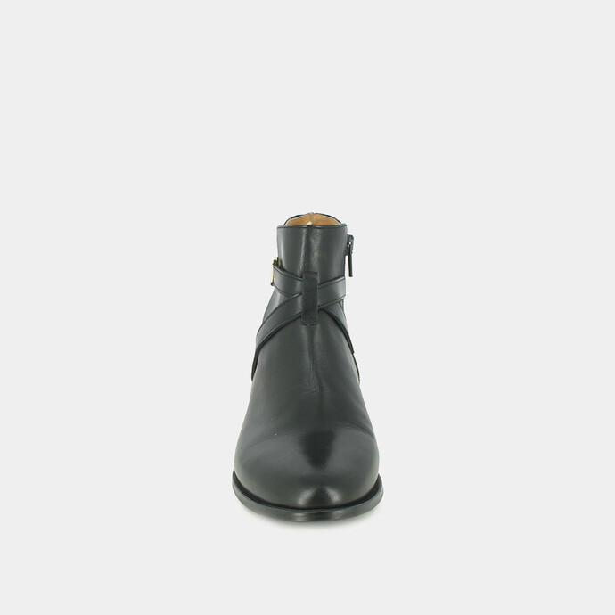 Bottines bi-matières  en cuir et velours noir