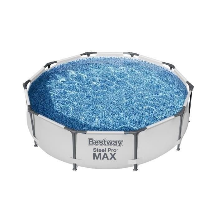 Kit Piscine hors sol tubulaire BESTWAY Steel Pro Max™ - 305 x 76 cm - Ronde + Robot aspirateur Guppy