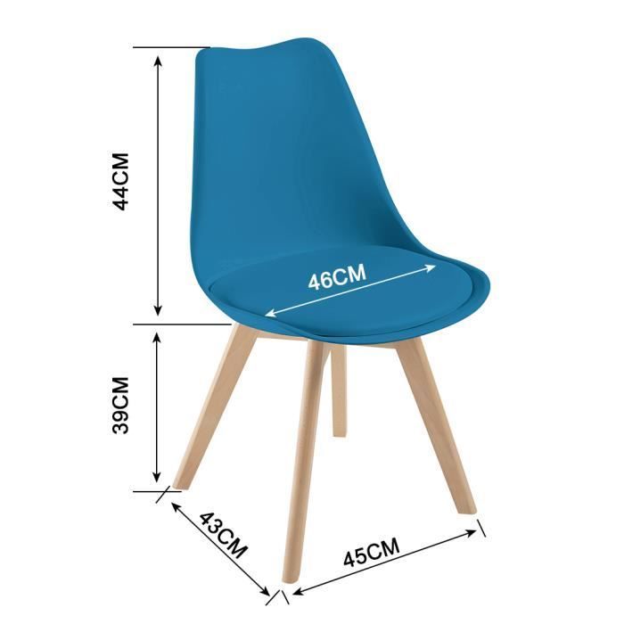 Lot de 6 chaises DEWINNER - Coloris : Bleu - Style : scandinave - Pieds : bois