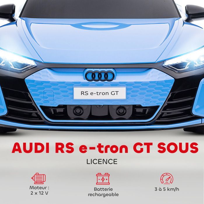 Electric car - HOMCOM - 12V children's licensed Audi RS E-tron GT remote control with sounds - PP - blue