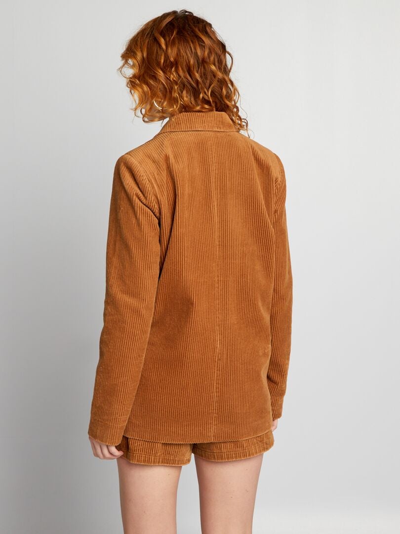 Blazer croisé en velours - MARRON