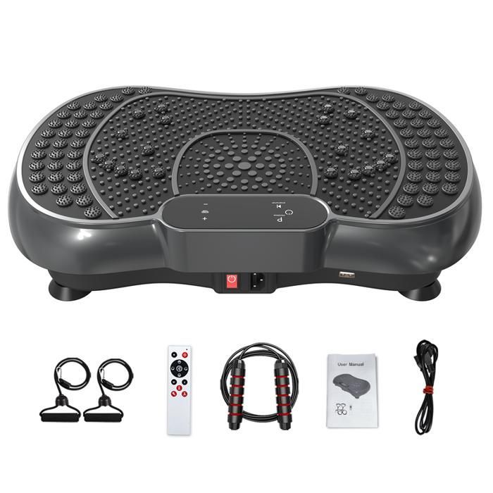 Plataforma vibratoria BIGZZIA, altavoces Bluetooth y cordón ajustable, 99 niveles, pantalla táctil LED, cuerda para saltar de regalo.