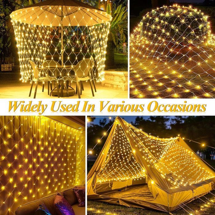 Cordão de luzes externas Rosnek 6x4m com 880 LEDs, plugue, à prova d'água IP44, 8 modos para Natal e jardim - Branco Quente