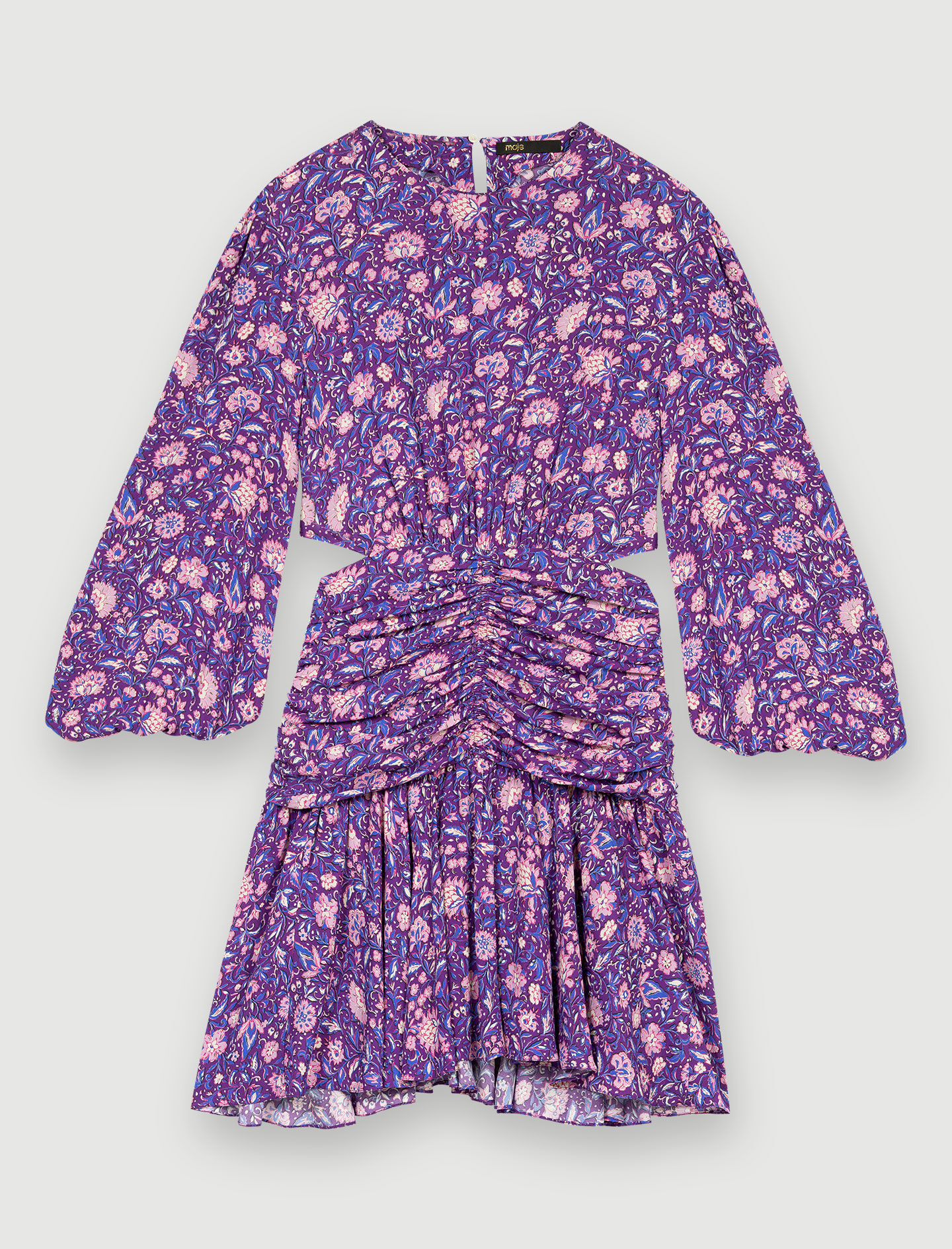 Viscose jurk met dahlia-print - Dahlia violet