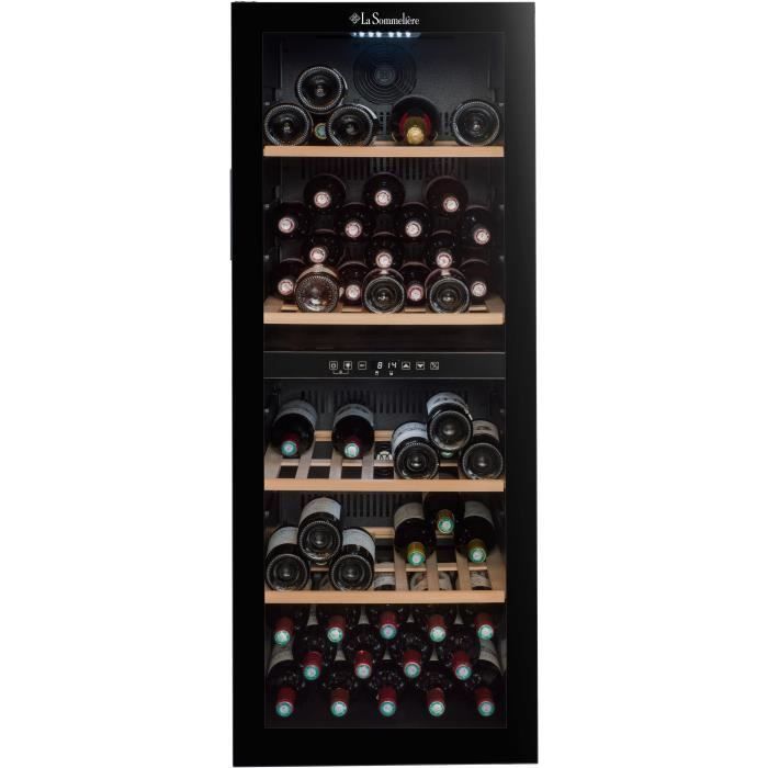 Serving wine cellar - LA SOMMELIERE - SLS90DZ - 91 bottles - Reversible glass door - Energy class G - 48 x 57.5 x 128.5 cm - Black