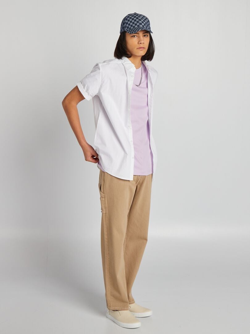 Cargobroek met contrasterende stiksels - BEIGE
