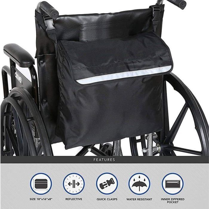 Mochila para silla de ruedas - Bolsa multifuncional para silla de ruedas - Bolsa para silla de ruedas - Bolsa impermeable para