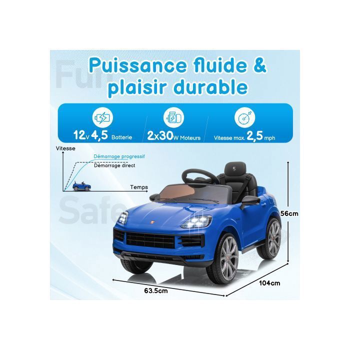 LALAHO 3-Gang-Elektroauto für Kinder – 12 V, lizenziert – Zwei Fahrmodi, Blau