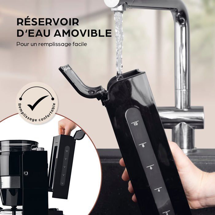 Barista Machine à café filtre Grind avec moulin, écran tactile LED & minuterie - 900W