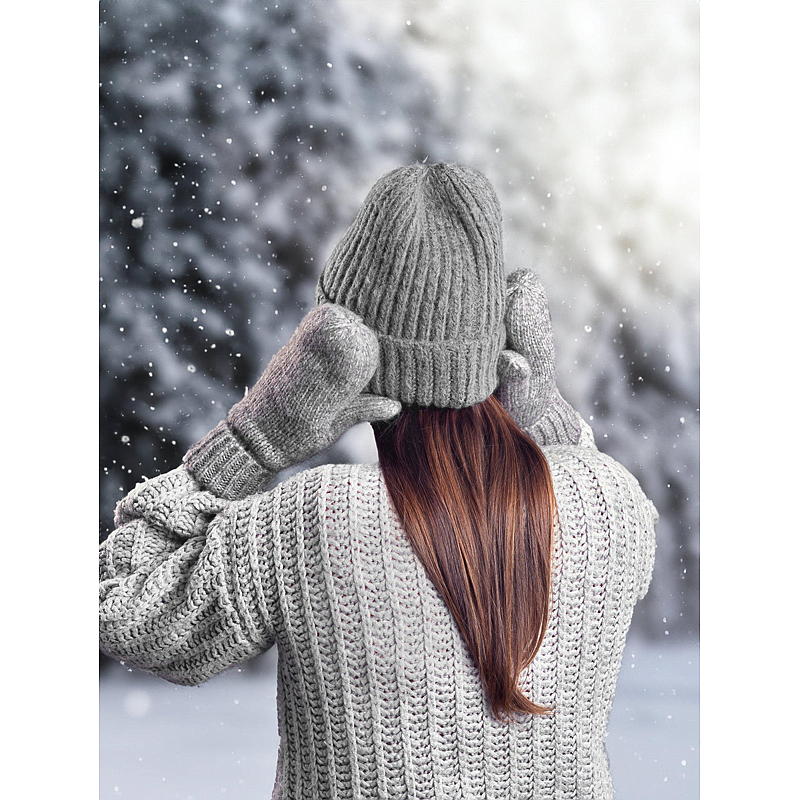 Hiilenharmaat mohairjäljitelmä lapaset