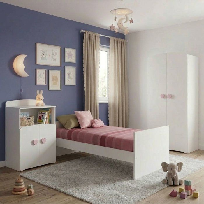 Lit bébé combiné évolutif - BABY PRICE - Basic - Blanc - Bouton cœur rose -60 x 120 cm