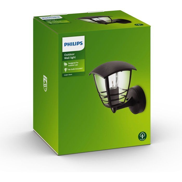 Aplique de pared exterior - PHILIPS - Creek - Orientación hacia arriba - Negro - IP44