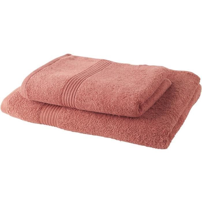 TODAY Set of 1 Bath Sheet 100% Cotton 70x130 cm + 1 Bath Towel 50x100 cm - Terracotta