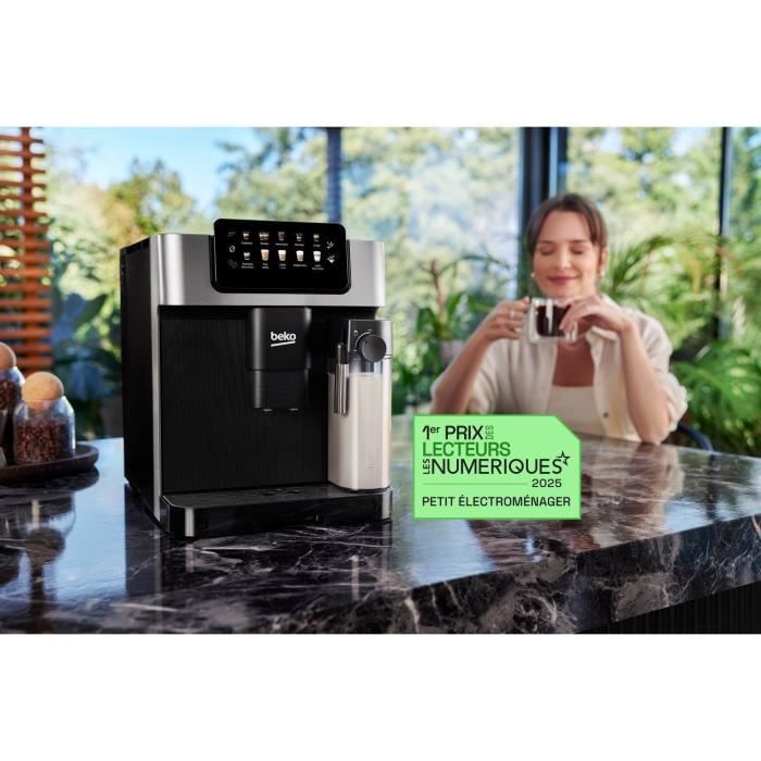 Cafetera con molinillo - BEKO - CEG7304X - 1350 W - 19 bares - Pantalla táctil a color