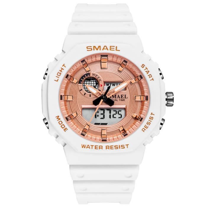 Reloj cronógrafo digital LED SHARPHY para niñas con pantalla blanca, reloj multifuncional de moda para estudiantes y deportistas.