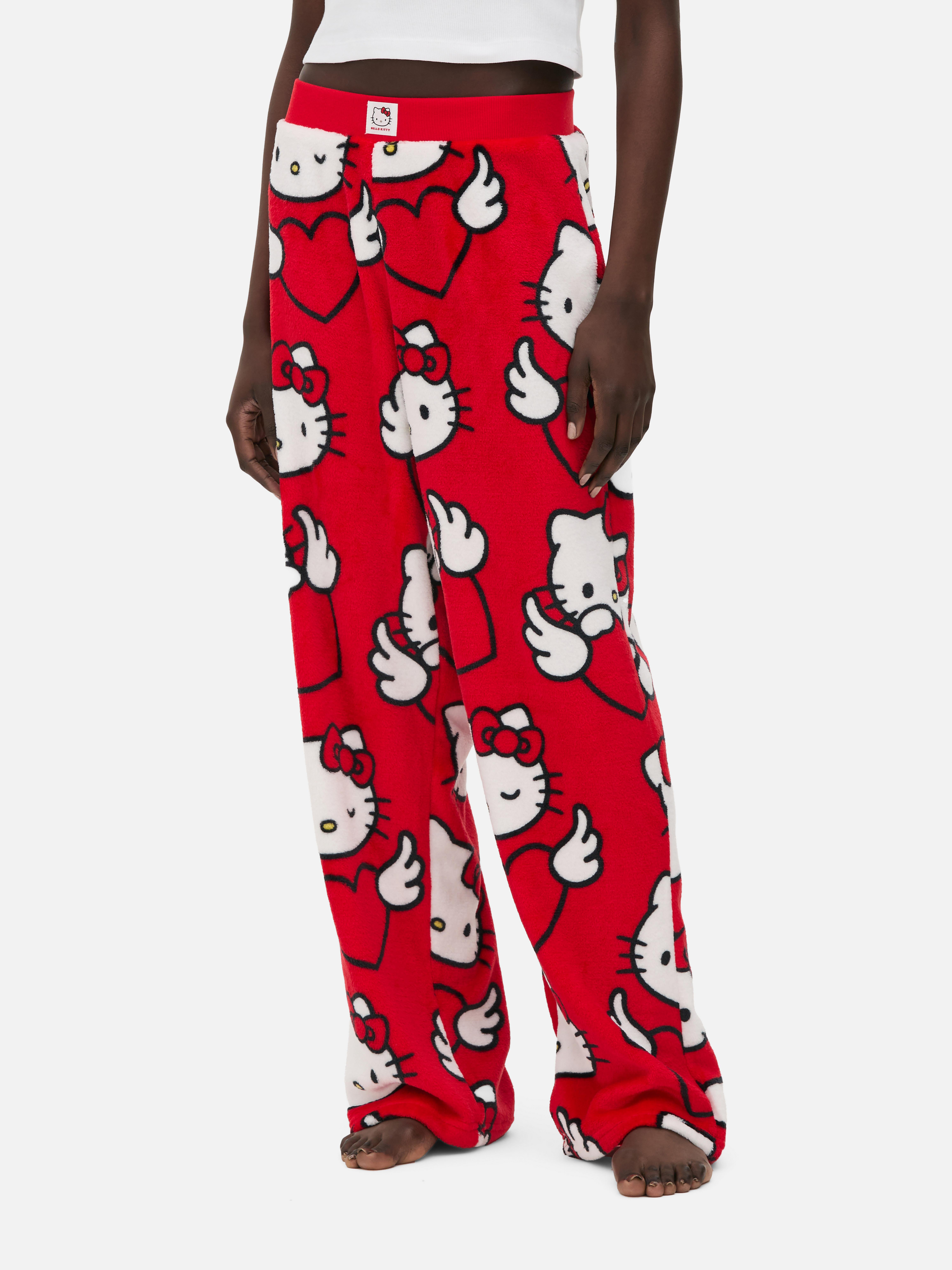 Pantaloni de pijama din fleece Hello Kitty Pantaloni de pijama din fleece cu design Hello Kitty