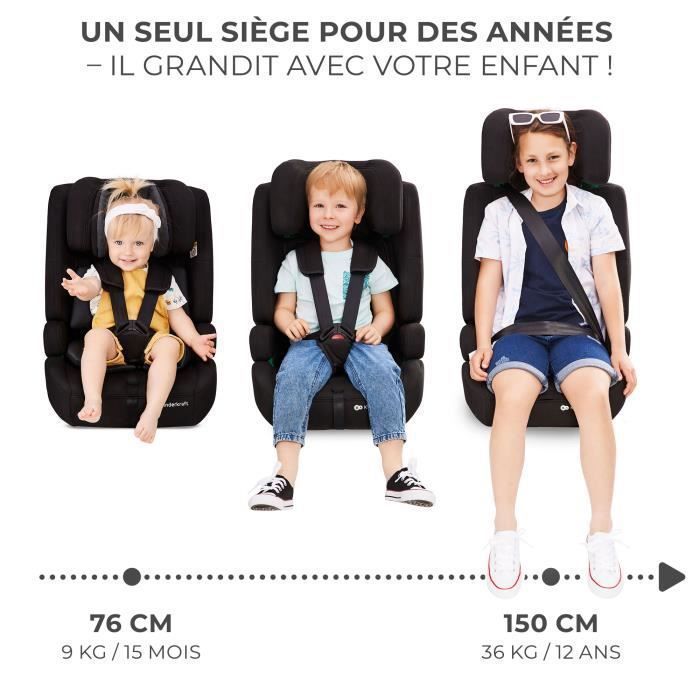 Silla de coche infantil Kinderkraft SAFETY FIX2 I-SIZE, 76–150 cm, 15 meses a 12 años, ISOFIX, reposacabezas ajustable, seguridad óptima, gris
