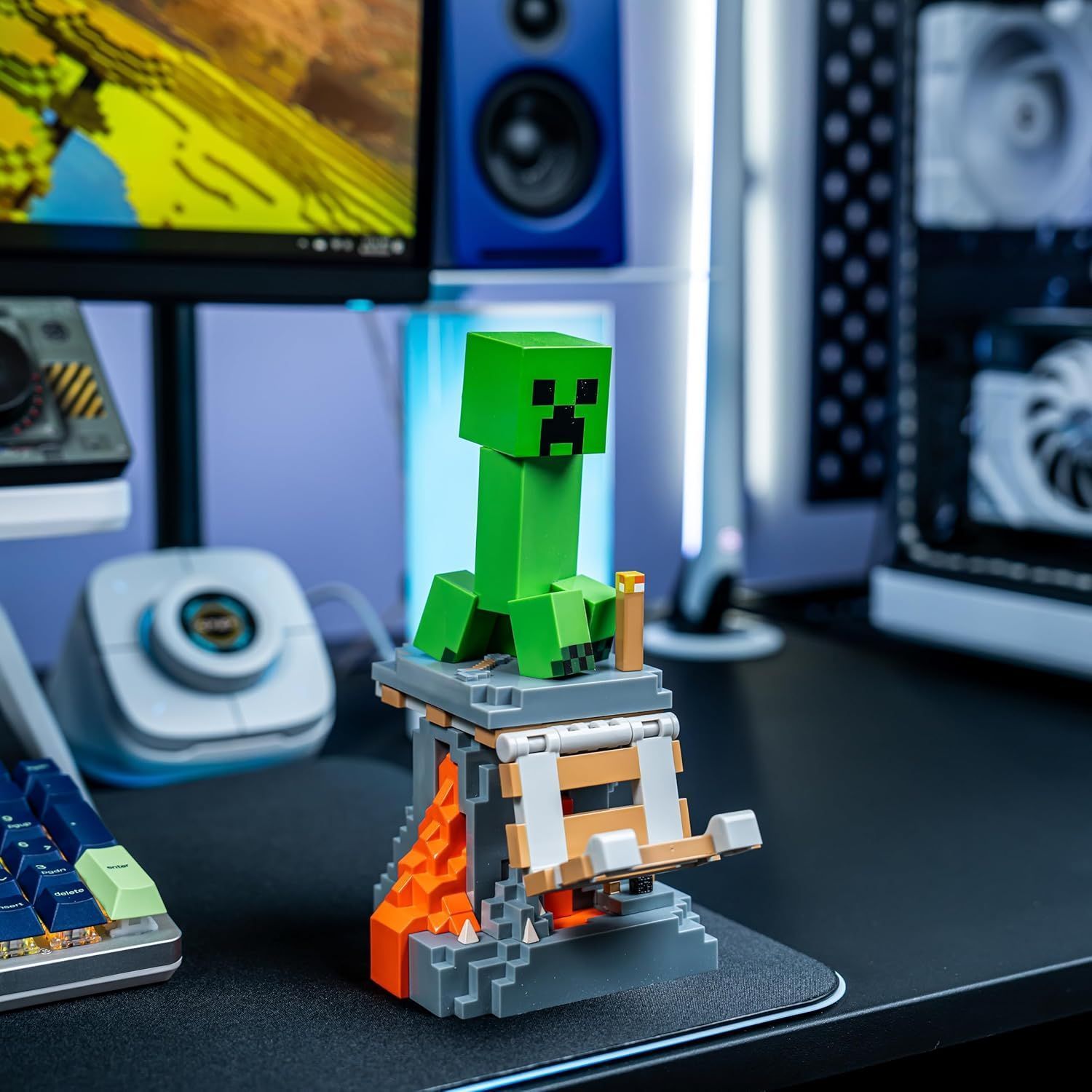 Statuetta Creeper di Minecraft - EXQUISITE GAMING - Cable Guys - Supporto per cuffie, smartphone o piccoli accessori - 20 cm