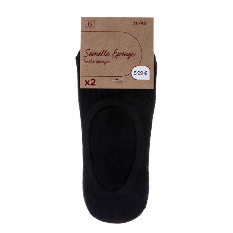 Chaussettes semelle éponge Femme Noir x2