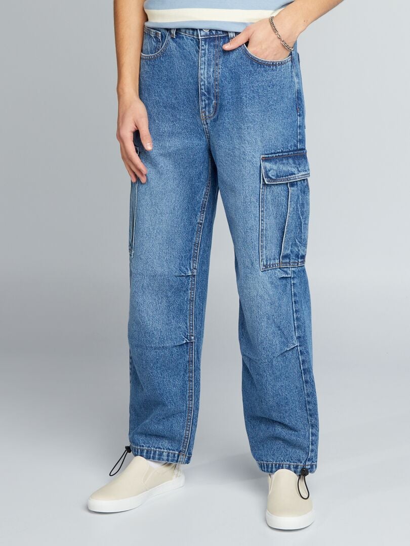 Spijkerbroek met wijde pijpen en meerdere zakken - BLAUW