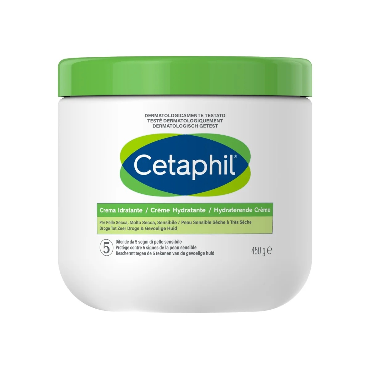 Cetaphil hydraterende crème 450 g voor de droge huid van gezicht en lichaam